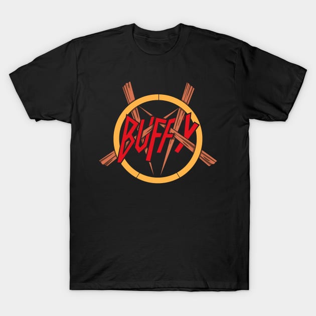 Vampire Slayer Heavy Metal Band Logo Parody T-Shirt by BoggsNicolas